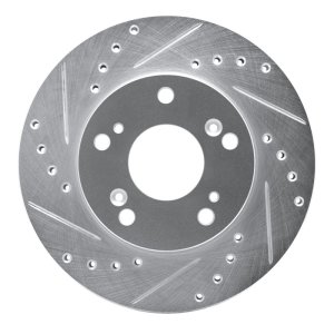 Acura RSX Brake Rotor (1) - Front Left - R1 Concepts - Drilled & Slotted - Silver - `02-`15